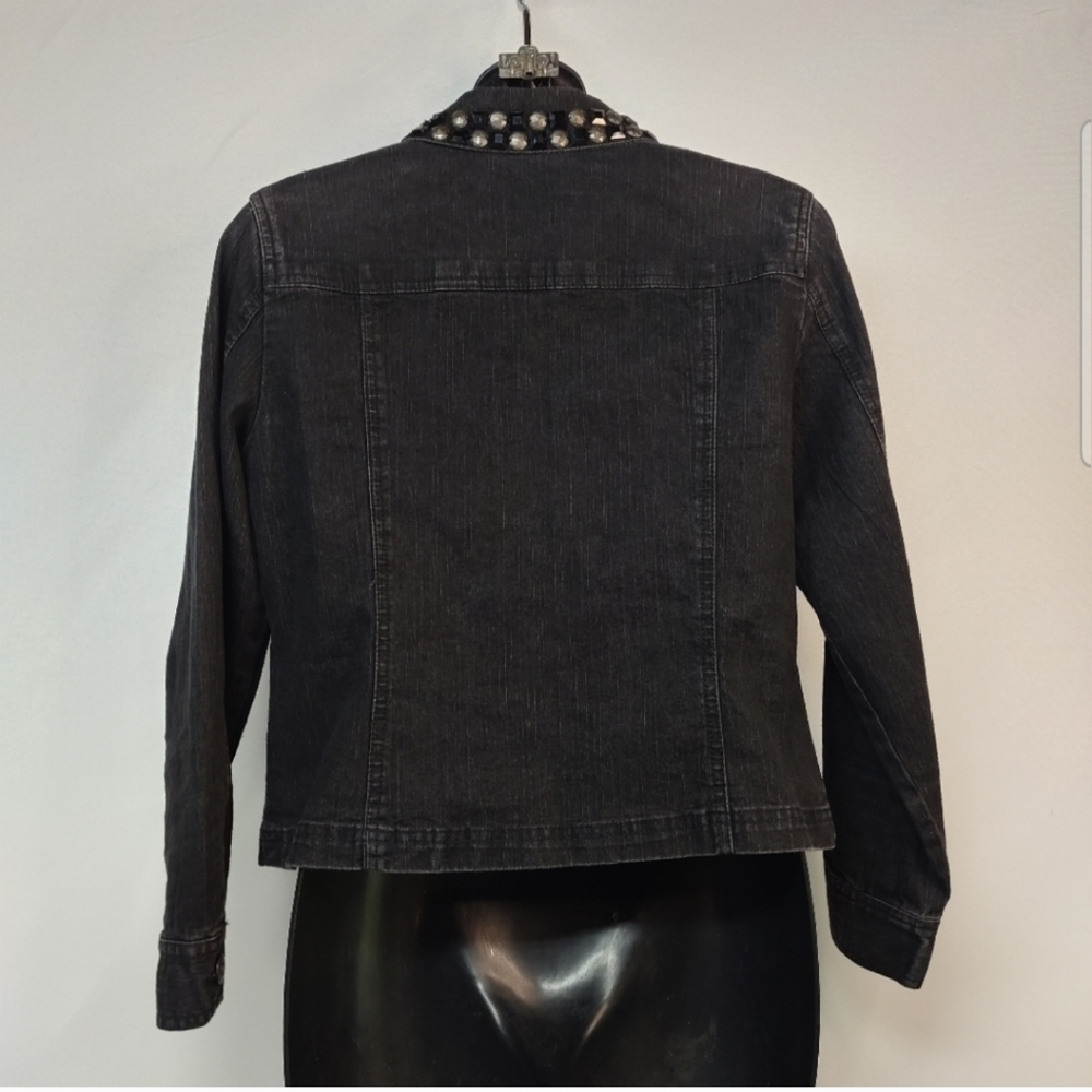 Black Bedazzled Ruby Rd. Denim Jacket - image 2